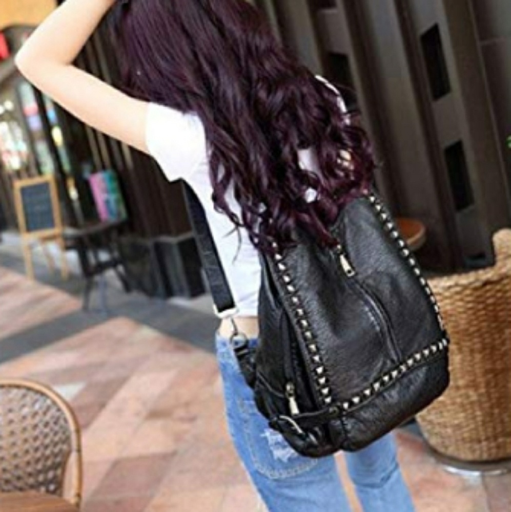 Uto PU washed leather convertible backpack purse